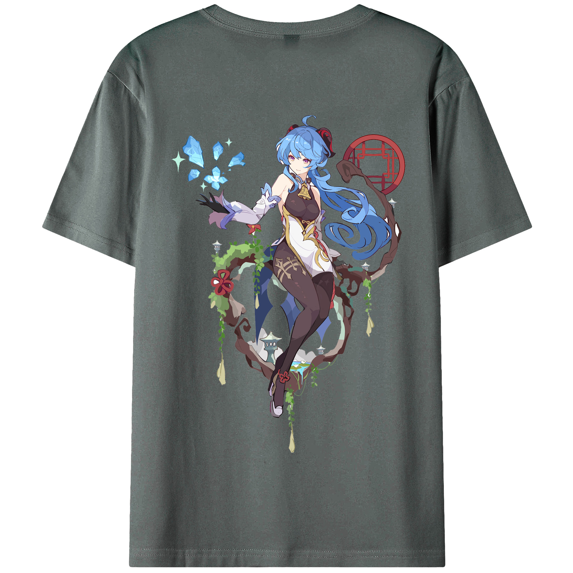 げんし神 甘雨 かんう genshin Ganyu 綿100％半袖Tシャツ（背面プリント）